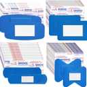 150 PCS Adhesive Blue Bandages, Metal Detectable Small Bulk Waterproof Bandage with Non-Stick Pad for Catering First Aid and Wound Care Protection 4 Shapes