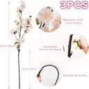 Senjie Artificial Cherry Blossom Branches, Fake Flowers Bouquet with Real Touch Long Stems, Faux Silk Flowers for Vases Wedding Party Table Centerpieces Spring Home Decor (3PCS, Vase Not Included)