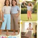 3 Pack Girls' Wide Leg Capri Pants | Teen Kids Capris, Tween Sweatpants, Pockets, Elastic Waist, Workout, Loose, Casual