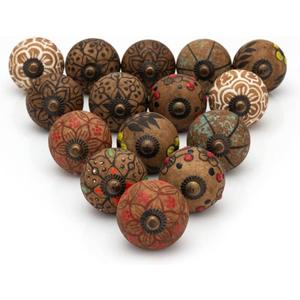Doorknobs Vintage Decorative Ceramic Handles, Rustic Drawer Pull, Furniture Handle Knobs for Cabinets, Wardrobes, Cupboards, Drawer- Contemporary, Rustic Decor, Pack of 15