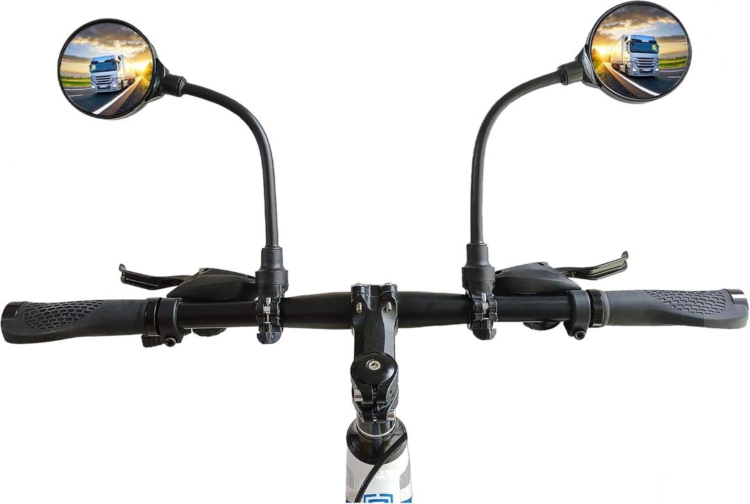 Bike Mirror 2 Pack, Adjustable Bike Mirrors Handlebar Rearview Mirror, Acrylic Convex Round Bike Rear View Mirrors for Handlebars Mount, Bicycle Mirror For E-bike Scooter