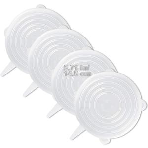 LELE LIFE 4 Pack Same Size Silicone Stretch Lids, Thicker Reusable Sturdy Silicone Container Cover, Expandable Food Storage Covers, Dishwasher and Freezer Safe, 5.71in(14.5cm)