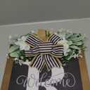 Last Name Year Round Front Door Wreath Front Porch Decoration 26 Letter Welcome Sign with Eucalyptus Garland and Bow Spring Wreaths for Front Door Outside Hanger GarlandR