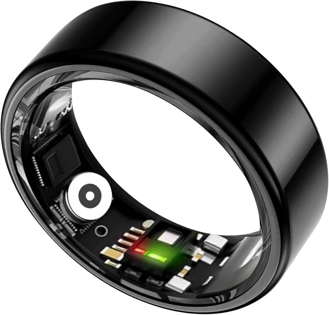 Smart Ring for Women&Men-Activity/Sleep/Heart Rate/HRV/Stress/Women's Health Tracker-IP76 Waterproof-No Subscription Fee Required-Compatible with iPhone &Android (10, Black)