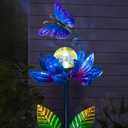 Solar Wind Spinners Outdoor, Butterfly Solar Wind Spinner with Cracked Ball Lights,Garden Spinners for Yard, Garden, Patio, Lawn Decor