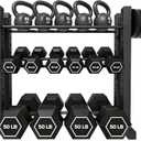 3-Tier Dumbbell Rack Stand Only, Weight Rack for Home Gym Dumbbells, Adjustable Height, Compact Design, 1000LB Capacity Dumbbell Storage for Home Use
