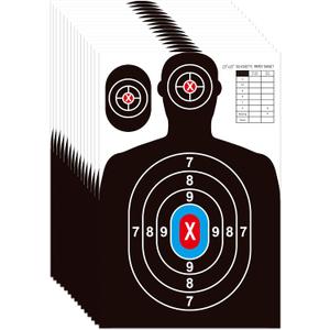 3 x Paper Shooting Targets for Range Bulk 23"35" Silhouette with Red Bullseye,Heavy Duty Shooting Targets Paper,Indoor and Outdoor Use,Suitable for Handguns,BB Guns,Airsoft,Rifles