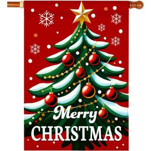 Merry Christmas Flags for Outside 28x40 - Large Christmas House Flags Double Sided - Big Xmas Outdoor Flag Decorative