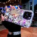 Compatible with iPhone Air Case Luxury Cute Bling Design Rhinestone Diamond Glitter Sparkle Girly Protective Phone Cover Case for Women Girl Purple