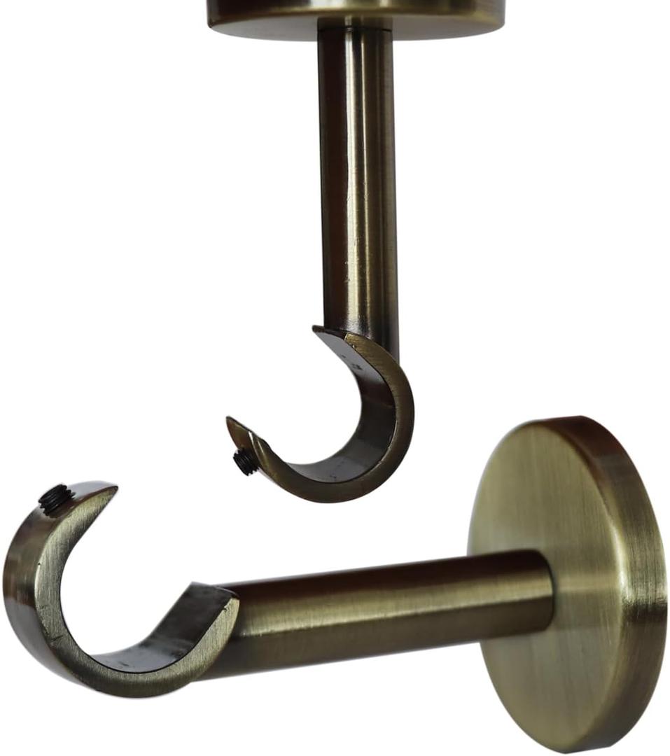 Refila Curtain Rod Holders for Wall, 2 Pack Ceiling Mount Bracket Set, Hardware Bracket Kit for 0.75 Inch or 0.79 Inch Rods, Wall and Ceiling Installation (Antique Bronze)