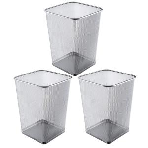 YBM HOME Mesh Wastebasket Trash Can for Home and Office Workspace, Metal Office Trash Can Square-Shaped, 5 Gallon (3-Pack)