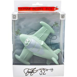 Chewy, The Teeth-32 Airplane Teething Toy 100% Natural Havea Rubber Green