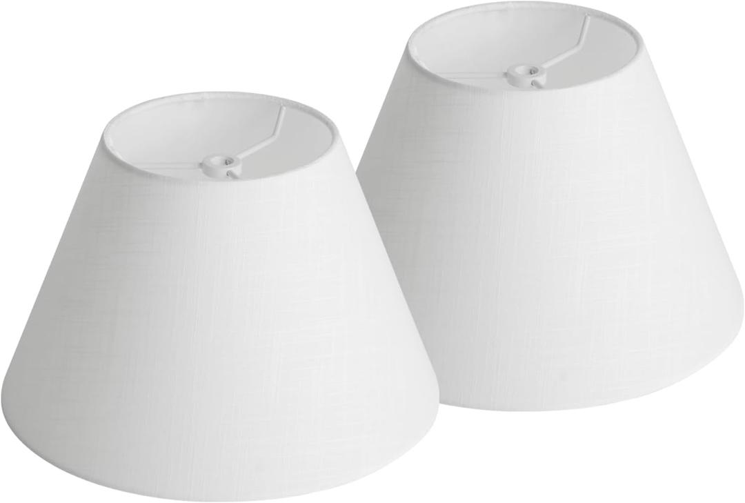 White Lamp Shades for Table Lamps, Replacement Lampshades for Table Lamps, 5 .1" Top 9.8" Bottom 6.3" High, Rustic Lamp Shade Replacement Modern Bell Shade, Hand Crafted Lamp Cover (2pcs)