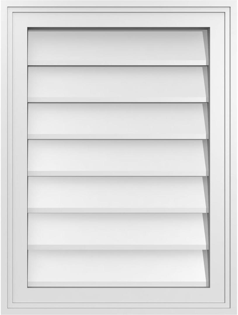18"W x 24"H Rectangle Surface Mount PVC Gable Vent: Non-Functional, w/ 1-1/2" x 2" Brickmould Frame