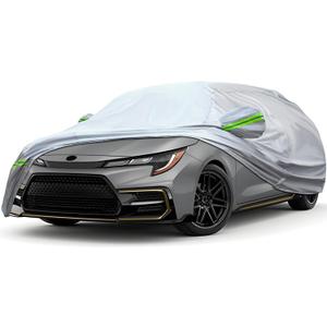 KEYOOG Full Car Cover Is All-weather Waterproof 6-layer, Universal In All Seasons, Snow Prevention, Rainproof, Acid Rainproof, Sunscreen, Ultraviolet-proof, Universally Applicable To Sedan (178"-189") (2/ J-M For Sedan-Length ( 178"-189" ), Green reflective strip)