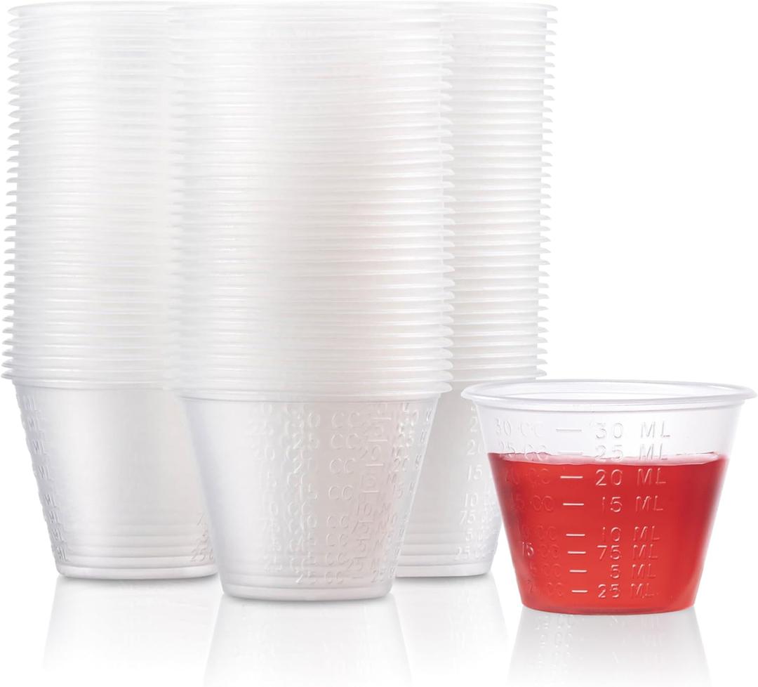 Epic Medical Supply Graduated 1 oz. Plastic Medicine Cups, Detailed Liquid Measurements for Medications, Clear Containers, Disposable or Reusable, Supports Adults and Children (1 oz, 100, Count)