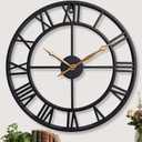 30 Inch Extra Giant Oversized Large Wall Clocks for Living Room Decor,Big Black Roman Numerals Metal Wall Clocks for Bedroom, Kitchen, Office,Housewarming Gift