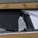 YeTom Vanity Desk with Mirror, 4 Fabric Drawers, LED Lights, Bedroom, Black, 34.3in