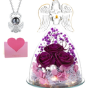 Gifts for Her, Preserved Real Rose in Angel Glass Crystal Angel Figurines, The Best Mothers Day Anniversary Birthday Gifts for Wife Girlfriend Women Mom Best Friend Her