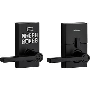 Kwikset SmartCode 917 Keypad Keyless Entry Residential Electronic Lever Lock Deadbolt Alternative with Halifax Door Handle, SmartKey Security, Matte Black Contemporary