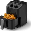 OSTBA 2.5QT Air Fryer for 12 People, Small Air Fryer with 6 Menu Options, Dual Knob Manual Temp & Timer, 3D Rapid Air Circulation, Nonstick & Dishwasher Safe Basket, Oil-Free Healthy Cooking