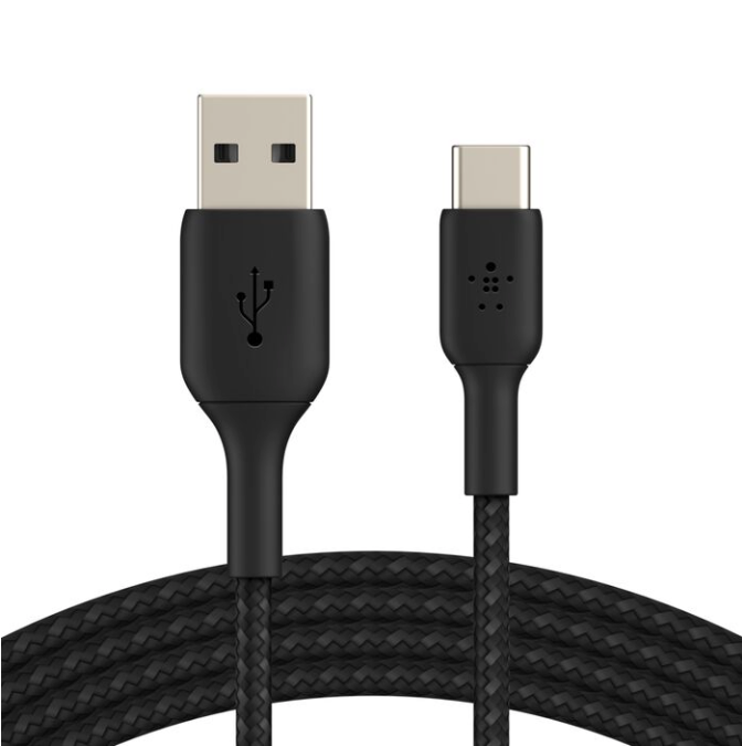 Belkin Black Braided USB-A to USB-C Charging Cable 6.6ft