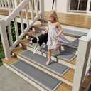 Stairs Treads for Wooden Non Slip Step Outdoor Mat Gray 8"x30" 5PCS | PVC Rubber-Like Stair Treads Self Draining Carpeted Stair Covers, Duty Resistant Exterior Mat for Wood Stairs Fast Water Flow