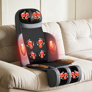 Kalamera Shiatsu Neck Back Massager for Chair with Foot Massager Full Body Massage Machine with Deep Kneading Nodes, Vibration Seat Pad, Heating Light for Home Office Use Relaxation Gifts for Parents