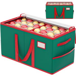 Christmas Ornament Storage Box with Adjustable Dividers Green Ornament Storage Container with 8 Tray 128 Individual Compartments Large Christmas Ornament Storage for Christmas Decorations