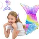 Mermaid Tail Blanket for Girls Soft Flannel Wearable Blanket Sleeping Snuggle Kids Birthday Gift (55" X 20") (Colorful)