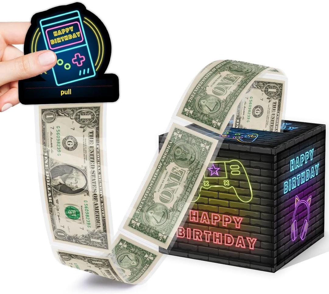 Birthday Gift for Women Men, Money Box Gifts for Gamer Lover, Gaming Birthday Party Decor, Party Game Money Holder with 35Pcs Plastic Bags