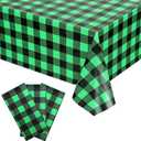 Vedran 3 Pack St. Patrick's Day Tablecloth Decorations, Green and Black Checkered Background Disposable Plastic Tablecloth, 54 x 108 Inch Tablecloth for St. Patrick's Day Party Decorations