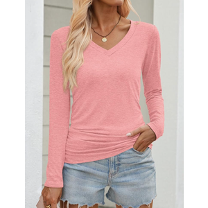 ANRABESS Shirts for Women Long Sleeve V Neck Tops Dressy Business Casual Side Ruched T-Shirts 2025 Fall Tee Blouses Outfits XL