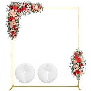 IKULE Gold Square Wedding Arch 4FTx6FT Backdrop Stand Metal Balloon Arch Stand Garden Arbor Frame for Wedding Birthday Party Baby Shower Photo Booth Background Decoration