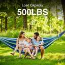 ANAGOO Double Hammock, Heavy Duty Portable, 500 lb Weight Capacity, Perfect for Both Indoors and Outdoors, 2 Person Hammock with Carrying Bag, Wide Blue