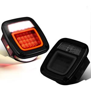 2Pcs Square Smoked Lens LED Halo Brake Stop Running/Reverse/License Plate/Clearance marker Combination tail Lights, Universal Fit for 1979-2006 Wrangler TJ/YJ/CJ5/CJ7, Trucks, Trailers