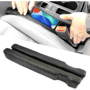 Car Seat Gap Filler, 2 Pack No-Drop Seat Guard Universal Gap Stopper/Catcher to Fill The Gap Between Seat and Console Black Car Crevice Blocker Space Pad
