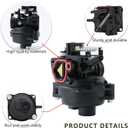 KIKITE 799584 Carburetor Compatible with Briggs and Stratton 550EX 625EX 675EX 725EXi 09P702 103M02 TB110 TB200 LC121P Lawn Mower Engine replace 594058 594057 592361 594529 Lawnmower Carburetor