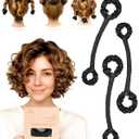 BONNET QUEEN 3 Pack Small Satin Heatless Hair Curler for Short Hair, Heatless Curls Overnight, Hair Curlers to Sleep In, Damage-Free Small Curls with Built-in Scrunchie, Black