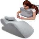 Memory Foam Ergonomic Wedge Prone Pillow, Supportive Pillow for Back, Neck, Leg Support, Acid Reflux, Versatile Usage 50D Foam Machine Washable Cover (Grey)