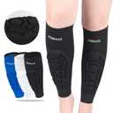 HOBRAVE 2PCS Soccer Shin Guards Padded Calf Compression Sleeves Supports for Shin Splint, Large