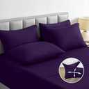 BYSURE 6 Pieces Stretch Queen Sheet Set, Super Soft and Wrinkle-Free Bed Sheets Jersey-Like Spandex Blend with 18-inch Deep Pocket, Purple