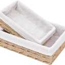 Small Wicker Baskets,Decorative Basket for Countertops tables Shelves Desk,Small Basket for Storing keys Remote Controls and Wallets in The Entryway. Set of 2, beige