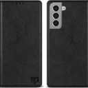 ZZXX for Samsung Galaxy S21 Wallet Case with [RFID Blocking] Card Slot Stand Strong Magnetic Leather Flip Fold Protective Phone Case for Samsung Galaxy S21 Case Wallet(Black-6.2 inch)
