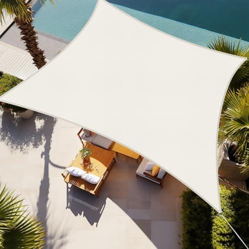 Shade&Beyond Rectangle Sun Shade Sail 12'X16' Permeable Canopy Cream for Patio Garden Yard Deck Pergola, White