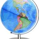 World Globe for Children and Adults, 12 inch Educational Spinning Earth Map with Stand, Self-Assembled Interactive World Globes for Kids Learning, Classroom, Students Desk, Room and Office Decor