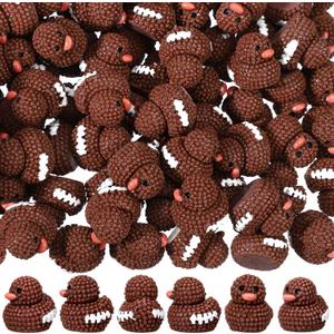 Realspring 50 Pcs Football Resin Ducks Mini Resin Ducks Bulk Micro Tiny Duck Figurines Models for Football Home Miniature Landscape Garden Party Decoration