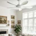 56 Inch White Ceiling Fan High Air Volume,ABS Fan Blade 6-Speed Reversible Quiet DC Motor, No Light Ceiling For Bedroom Living Room Patio Porch Office Gym