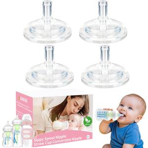 Sippy Nipple Compatible with Dr. Brown's Wide-Neck Baby Bottles & Sippy Spout Bottles (1 Count (Pack of 4))