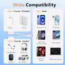 2Pack USB C Splitter 1 in 2 Out, Dual UsbC Charger and Headphone Adapter, USBC Splitter PD 60W Fast Charging, Type C Audio Adapter USB-C Dongle Cable for Apple iPhone 15 16 17/iPad Pro/Galaxy/Pixel